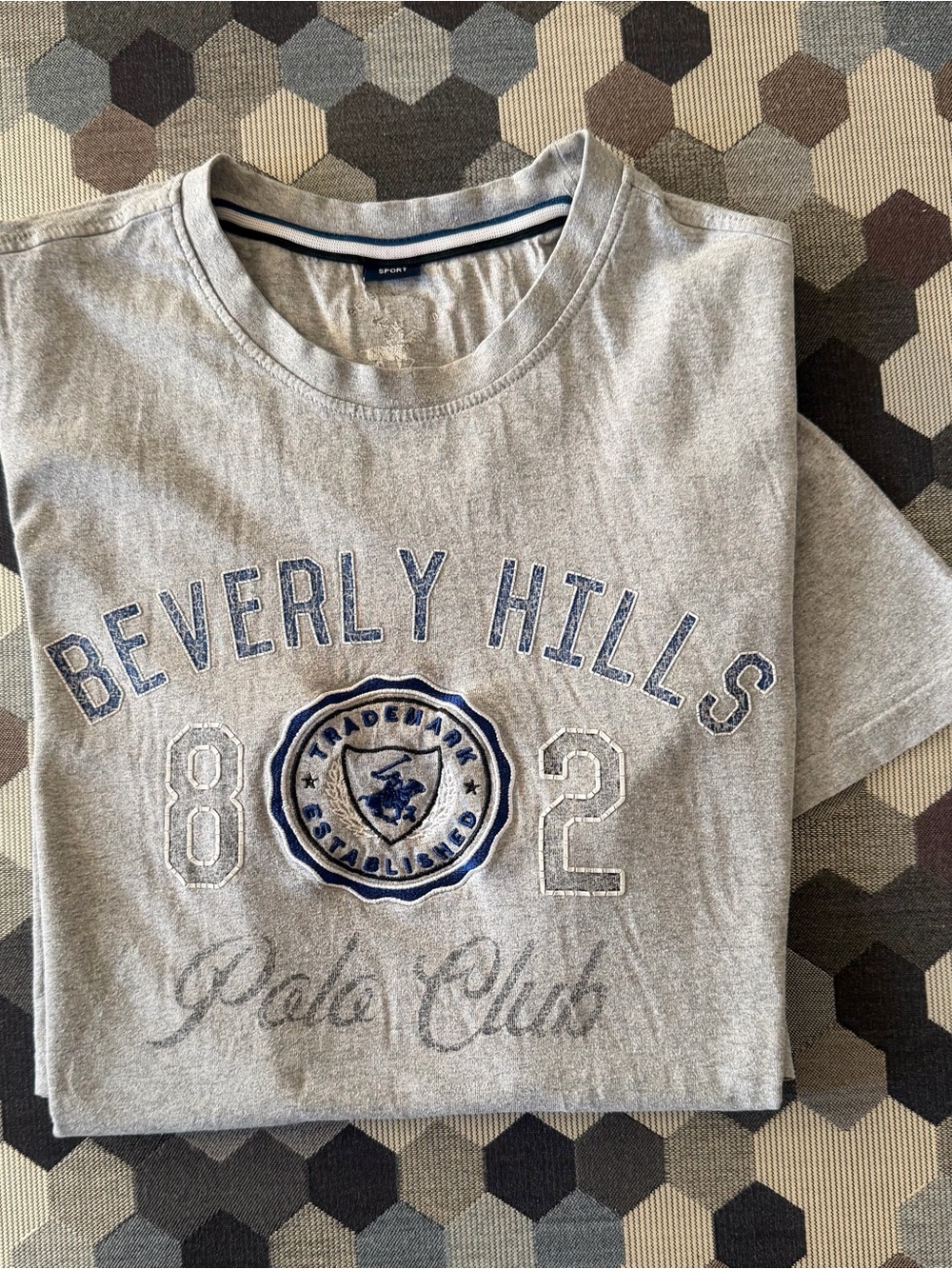 Beverly Hills Polo Club Gray Tee with Blue Logo